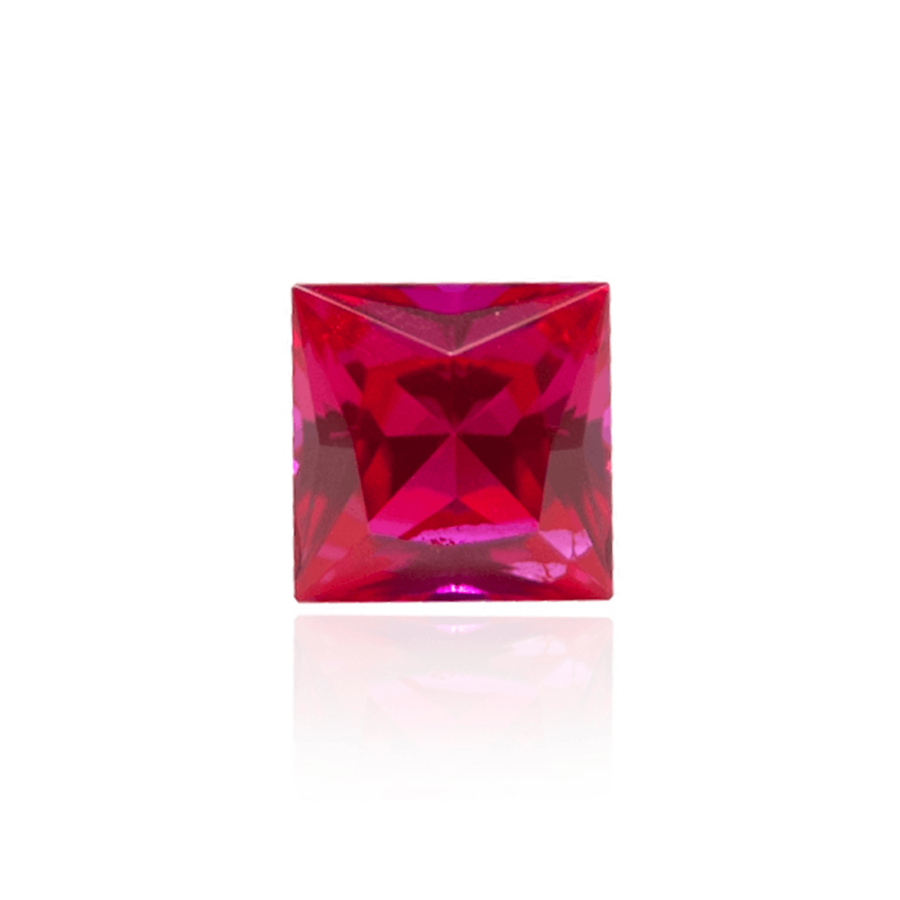 гидротермальный выращенный рубин ruby корунд огранка бриллиантовая форма каре принцесса