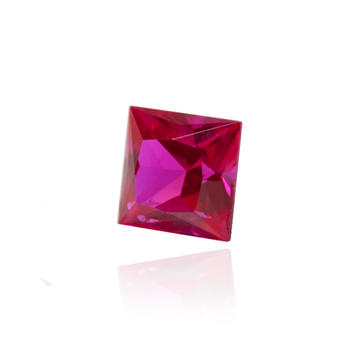 гидротермальный выращенный рубин ruby корунд огранка бриллиантовая форма каре принцесса